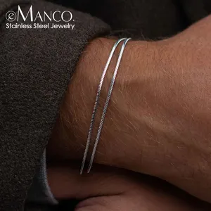 EManco 1.5mm Square Chain Bracelet Men's Fine Jewelry Bracelet Man Bracelet Stainless Steel