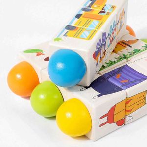 0-3 Years Boys Girls Early Learning Fruit Vehicle Animals Wooden <b>Puzzle</b> Game Twisting Toy - Product Image 2