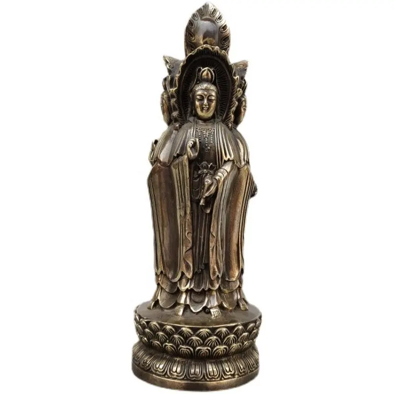 تمثال تمثال بودا نحاسي قائم من البرونز تمثال لبودا غوان يين من النحاس الأصفر