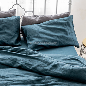 Set Letto King Size in Lino Lavato Effetto Pietra 100% Puro Tessuto Lino Naturale Set Copripiumino Lenzuola Piane per Regalo - Product Image 2