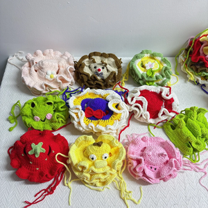 Chapeau au crochet Chat Spooky Tricoté Costume Cap Tresse Halloween Hut avec Trous D'oreille Main Witchhat Crochet Pet Non-toxique Fil HeaddGear - Product Image 3