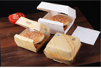 Grande boîte à hamburger en papier kraft biodégradable, coquille de palourde, emballage personnalisé