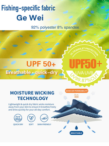 Haut de pêche personnalisé <span class=keywords><strong>pour</strong></span> homme en mélange polyester-spandex, respirant, avec trous d'aération, cache-cou et <span class=keywords><strong>masque</strong></span> intégré, protection UPF 50, vente en gros - Product Image 3