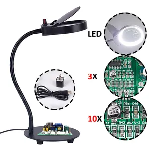 Desktop magnifier 3X/10x magnifying glass dimmable LED light magnifier for the elderly to rad and Teaching experiments