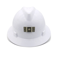 Casques de protection de tête en HDPE à bord complet de type V blanc Casque de sécurité pour l'exploitation minière avec lumière de mineur