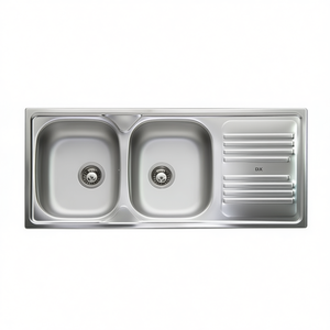 Fregadero de Acero Inoxidable de 2 Cubetas, 116 cm, con Escurridor Izquierdo, para Cocina - Product Image 3