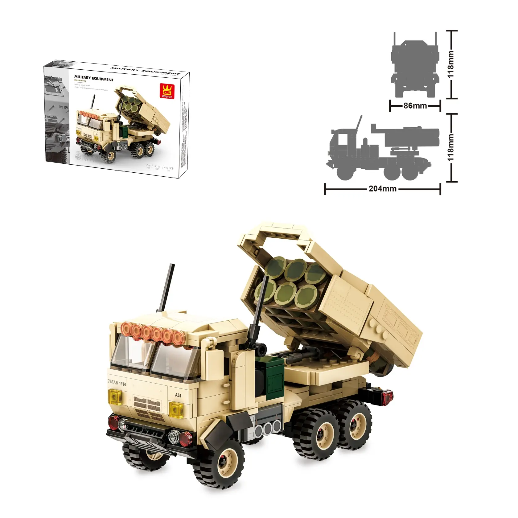 Neuzugang Wange 443-teiliges M142 HIMARS Krieg Militär Ausrüstung Panzer-Kampffahrzeug Tank Baustein-Set