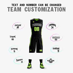 Conjunto Deportivo Personalizado de Doble Cara en Negro y Verde Neón, Diseño de Camiseta de Baloncesto - Product Image 4