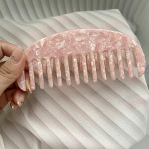 SAIYII vendita calda all'ingrosso 4mm di spessore rosa donne acetato pettine a denti larghi accessori per capelli in marmo coreano pettini per capelli personalizzati - Product Image 5