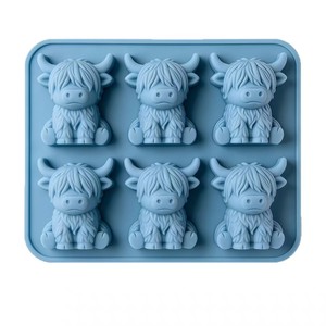 Molde de silicona para cubitos de <span class=keywords><strong>hielo</strong></span> con forma de vaca Highland, divertido molde 3D de vaca Highland, lindos moldes de animales, novedosos moldes de vaca para Pascua - Product Image 1