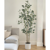 Plantes artificielles, arbre d'eucalyptus, simulation de grandes feuilles vertes, plante en plastique en pot, décoration de paysage, décoration de la maison, bonsaï 150/180 cm
