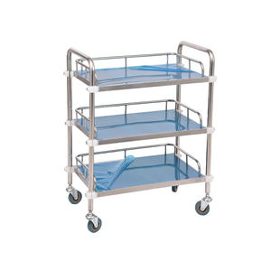 Troli Peralatan Fisioterapi Rumah Sakit Mobile 3 Rak Baja Anti Karat dengan Kapasitas 100kg - Product Image 6