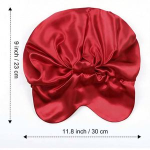 Bonnet de nuit en satin double couche avec long ruban réglable, bonnet de sommeil en soie pour femme, personnalisable avec logo, vente en gros - Product Image 2