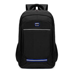 Laptop <b>Backpack</b> <b>Large</b> Capacity Unisex Black Solid Color With Laptop Compartment For Travel And Daily Use - Product Image 1
