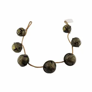 Guirlande de perles de cloche en métal pour arbre de noël avec corde en chanvre, décor de cloche en Bronze de ferme de campagne pour décoration de vacances de noël