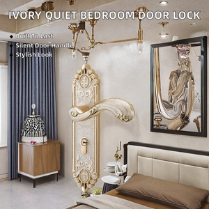 5202 Ivory White Universal Mute Solid Wood Door <b>Lock</b> for Bedroom European Style Household Use - Product Image 2