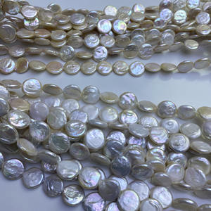 Nuevas Perlas de Agua Dulce Sueltas, Transparentes, Blancas, de 15-16 mm, con Forma de Moneda, con Fuerte Brillo, Estilo Barroco Natural - Product Image 4