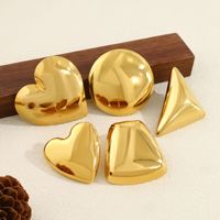 Boucles d'oreilles clous en acier inoxydable plaqué or 18 carats pour femme, motif cœur, carré, triangle, rond, idéales pour les fêtes, cadeau, vente en gros, OEM