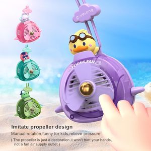 Mini ventilador de cuello colgante portátil de dibujos animados para niños y estudiantes, Enfriador de aire Personal de 3 velocidades, ventiladores eléctricos, ventilador portátil sin aspas - Product Image 2