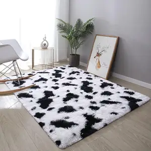 黑白豹纹地毯卧室地毯区域地毯超柔软蓬松地毯和地毯客厅