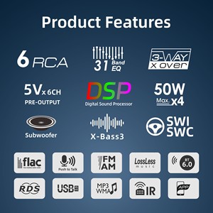 Autoradio Universale DSP 1 DIN, Lettore MP3 per Auto con 6 RCA, Radio <span class=keywords><strong>Bluetooth</strong></span> 6.0, Vivavoce con USB, AUX, FM, AM, RDS e Regolazione EQ - Product Image 4