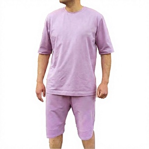 Ensemble T-shirt et short décontracté respirant pour homme, service OEM personnalisé, polyester et coton, tenue d'été - Product Image 1