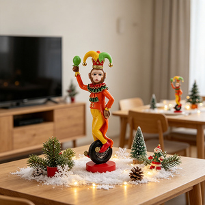 Redeco Ensemble de figurines en résine singe de cirque mignon sur monocycle, rouge, bleu, orange, jaune, décoration intérieure, cadeau, vente en gros, personnalisable - Product Image 2