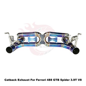 ท่อไอเสียวาล์ว Vortex Blue Burnt Titanium สำหรับ Ferrari 488 GTB Spider เครื่องยนต์ 3.9T V8 แบบ X-Pipe ติดตั้งได้โดยตรง - Product Image 3