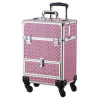 Grande capacité en aluminium ABS Kit cosmétique boîte artiste mallette de rangement chariot sac de maquillage avec roues pour les professionnels ensemble complet