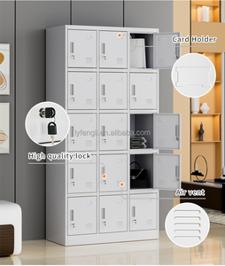 Casier en acier durable personnalisé à 15 portes avec serrure à clé, revêtement en poudre, assemblé, pour usage extérieur, écoles, gymnases, bureaux - Product Image 6