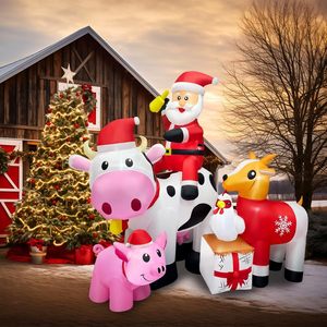 Escena Navideñ<span class=keywords><strong>a</strong></span> Inflable <span class=keywords><strong>de</strong></span> 6 Pies con Santa Claus, Vaca, Cerdo, Pollo y Regalos, con Luces LED para Decoración Interior y Exterior - Product Image 1