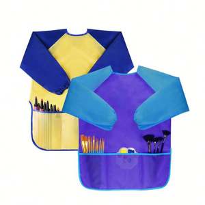 <b>Kids</b> Art Smock Drawing <b>Apron</b> Long Sleeve High Polyester Waterproof Painting <b>Apron</b> Three Pockets for Garden Kitchen Use - Product Image 5