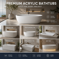 Baignoire autoportante en acrylique pour projets de rénovation de salles de bain d'hôtels, villas et spas, avec drain central et sans robinet inclus
