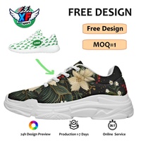 Chaussures de course d'été personnalisées en gros, motif floral vintage, respirantes, en maille, avec logo imprimé, baskets de sport décontractées
