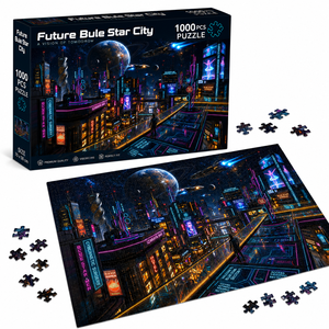 Puzzle 1000 pièces Future Blue Star City en carton, plastique et bois, encre de soja, ajustement parfait, jouet éducatif pour adultes et enfants, cadeau - Product Image 2