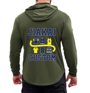 Sweatshirts d'entraînement personnalisés fins pour hommes Fermeture à glissière latérale Fente Muscle Fit Athletic Pullover Gym Hoodies Long Sleeve Men's Sports Hoodie - Product Image 2