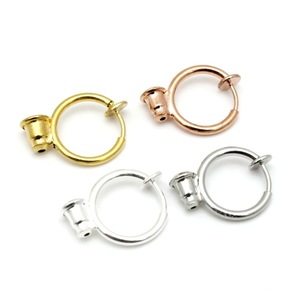 <b>Spring</b>-loaded Round Ear <b>Clips</b> Metal Plated Silver Gold Rose Gold For Earring Making DIY Jewelry Components - Product Image 1