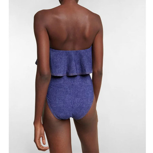 Nouveau maillot de bain une pièce en jean rétro pour femme 2024, motif uni avec haut court, style européen (<span class=keywords><strong>France</strong></span>), <span class=keywords><strong>vacances</strong></span>, plages - Product Image 4