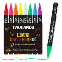 Marqueur de craie liquide effaçable à l'eau de haute qualité TWOHANDS pour tableaux LED Windows tableaux noirs