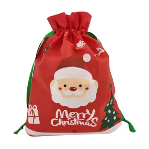 크리스마스 부직포 사용자 정의 드로우 스트링 가방 사탕 보관 크리스마스 가방 부직포 패브릭 가방
