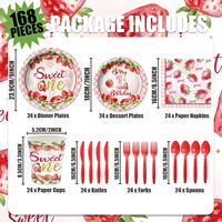 Décorations de fête d'anniversaire à thème fraise pour filles, ensemble de vaisselle et fournitures pour le premier anniversaire, thème fraise