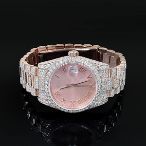 Montre de luxe en moissanite et diamants, boîtier en acier inoxydable de qualité supérieure avec diamants de laboratoire étincelants d'Inde - Product Image 1