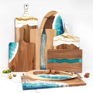 Beautiful Design Wooden Charcuterie Serving Board Wood and Resin Cutting Board