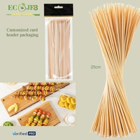 Brochettes jetables écologiques en bambou biodégradable de 25 cm pour pique-nique et barbecue, vente en gros, emballage personnalisé