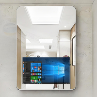 Miroir de Salle de Bain LED HD Rectangulaire avec Téléviseur Intégré, en Verre Fait Main, Mural et Multifonctionnel pour Hôtellerie
