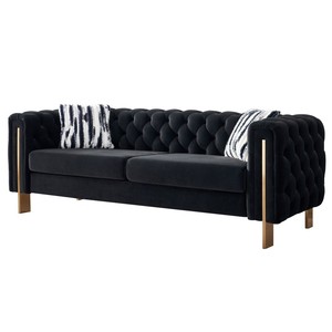 Modern Chesterfield <b>Sofa</b> Set Tufted Velvet Living Room <b>Sofa</b> with Solid Wood Legs for Luxury Apartment and Villa <b>Hotel</b> Lobby - Product Image 1