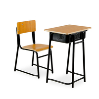 Ensemble bureau et chaise d'étudiant en bois avec tiroir pour salle de classe et établissements de formation