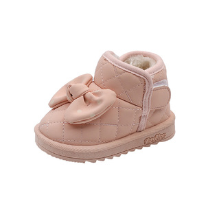 Bottes d'hiver courtes pour enfants, épaisses et douces, bottes de neige pour tout-petits, chaussures en cuir PU pour filles, chaussures plates pour bébés - Product Image 5