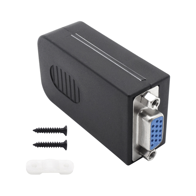 RS232 VGA Adapter DB15 D-sub15 Pin Connector with Black Cover 24VDC 5A Current VGA3+9 3Row Output with Screw Locking Male Female