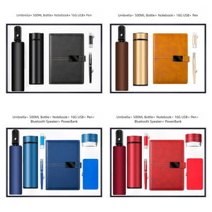 Juego de regalo ejecutivo de negocios con cuaderno liso A5 y paraguas de cierre abierto automático y Flash y bolígrafo de metal Combos Regalos de <span class=keywords><strong>Pormo</strong></span> - Product Image 2